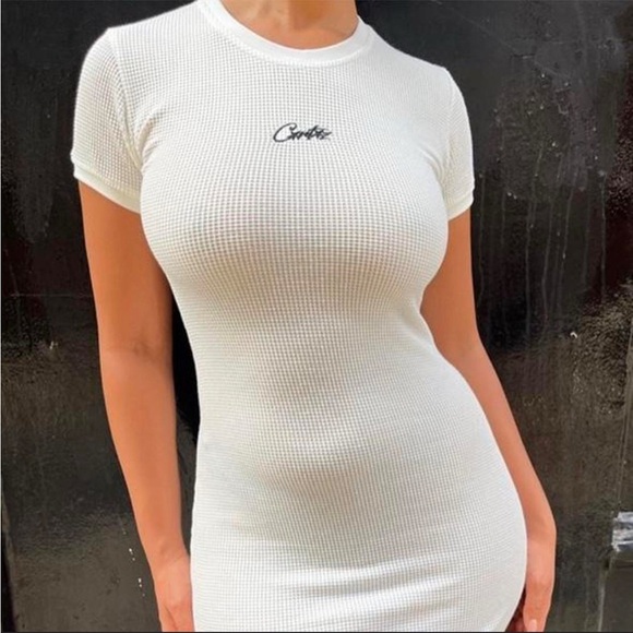 Corteiz Clothing Dresses & Skirts - Corteiz Allstarz Dress Bodycon White Waffle Knit Dress Women’s M NWOT